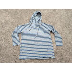 DKNY Jeans‎ Sweatshirt Women's Medium Hoodie Pullover Striped Blue Drawstring